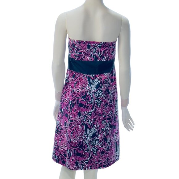Ann Taylor LOFT Women Floral Print Strapless Dress Lined Pink Black Plus Size 18 - Picture 4 of 16
